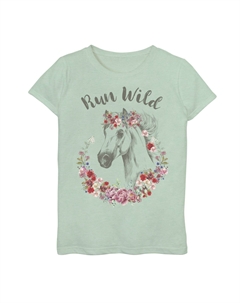 Футболка Fifth Sun Run Wild с цветочным рисунком лошади для девочек 7–16 лет, светло-зеленый Licensed character