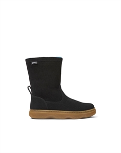 Кожаные ботинки для девочки с внутренней частью из овчины и молнией черного цвета, черный Camper