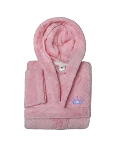 Linum Домашний текстиль Детский супер плюшевый банный халат с фиолетовой короной и капюшоном, розовый Linum home textiles