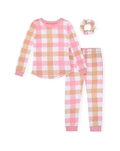 Пижамный комплект для девочек из 2 предметов из сверхмягкого джерси и плотного прилегания, цвет Checkerboard Sleep on it
