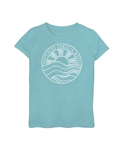 Футболка с вдохновляющим текстом и графическим рисунком Happy Waves для девочек 7–16 лет, цвет Tahi Blue Licensed character