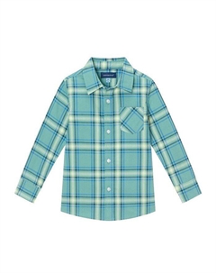 Зеленая рубашка на пуговицах в клетку — Little Kid, зеленый Andy & evan