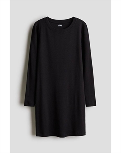 Платье из джерси в рубчик, черный H&m