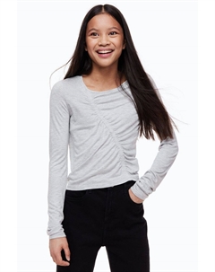 Топ из джерси со сборками, светло-серый H&m
