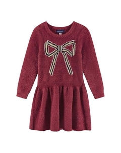 Красное праздничное платье-свитер для девочек с бантом - Little Kid, красный Andy & evan