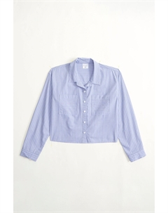 Укороченная рубашка в полоску, синий Abercrombie & fitch