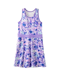 Платье-майка Athletic Active для девочек 2–20 лет стандартного и большого размера, цвет Lilac Multi Tie Dye Lands' end
