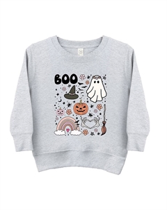 Толстовка с рисунком Boo Collage для малышей, цвет Heather Grey The juniper shop