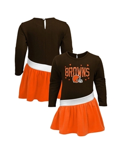 Коричневое/оранжевое трикотажное платье для девочек Cleveland Browns Heart to Heart Tri-Blend Dress Outerstuff