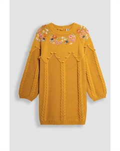 Платье с цветочной вышивкой, связанное косами, желтый Jojo maman bébé