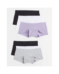 Комплект из 5 хлопковых трусов-боксеров Solid-color, светло-фиолетовый/черный H&m