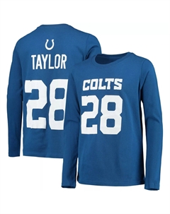 Молодежная футболка Джонатана Тейлора Royal Indianapolis Colts Mainliner с именем и номером игрока с длинными рукавами Outerstuff