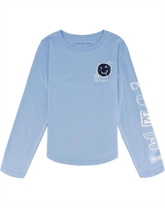 Футболка Kids Smiley Sequin Long Sleeve Tee, цвет Blue Bell Tommy hilfiger