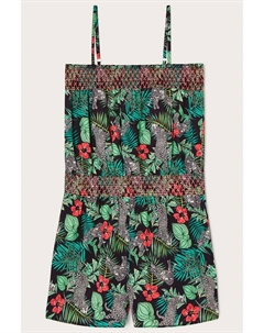 Черный комбинезон из переработанного полиэстера с гофрированным узором в виде пальмы, черный Monsoon