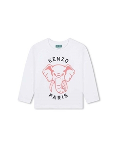 Детская хлопковая рубашка с длинным рукавом, белый Kenzo