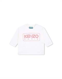 Детская хлопковая рубашка с длинным рукавом, бежевый Kenzo