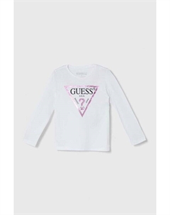 Детская хлопковая рубашка с длинным рукавом, белый Guess