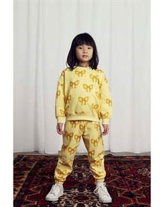 Детские хлопковые спортивные штаны с бантом, желтый Mini rodini