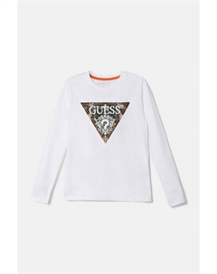 Детская хлопковая рубашка с длинным рукавом, белый Guess