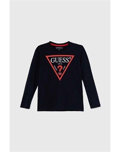 Детская хлопковая рубашка с длинным рукавом, темно-синий Guess