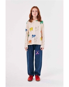 Детские джинсы с забавной мордашкой, темно-синий Bobo choses