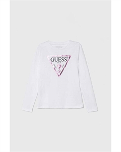 Детская хлопковая рубашка с длинным рукавом, белый Guess