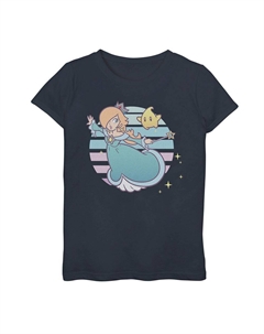 Круглая футболка с изображением портрета Nintendo Super Mario Galaxy Rosalina и Luma для девочек 7–16 лет, темно-синий Licensed character