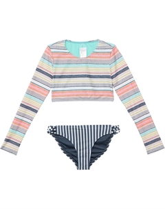 Пляжный топ Kids Cruz Stripe Long Sleeve Crop Top Set, цвет Multi Cruz Stripe O`neill