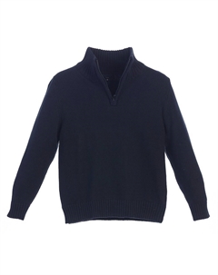 Вязаный свитер для мальчиков с половиной молнией из 100% хлопка, темно-синий Gioberti