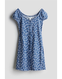 Приталенное платье с объемными рукавами, синий H&m