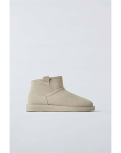 Кожаные ботинки с подкладкой, бежевый Zara