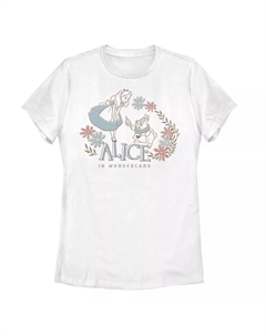 Футболка с цветочным рисунком Disney «Алиса в стране чудес Алиса и белый кролик» для юниоров Licensed character