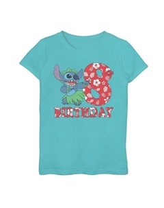 Футболка на 8-й день рождения «Лило и Стич Хула» для девочек Disney's, цвет Tahiti Blue Licensed character