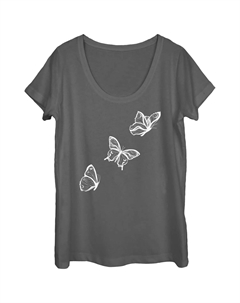 Футболка с овальным вырезом и рисунком для юниоров Peaceful Butterflies Unbranded