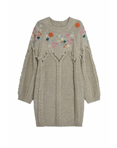 Трикотажное платье FLORAL EMBROIDERED CABLE, REGULAR FIT, пестрый бежевый Jojo maman bébé