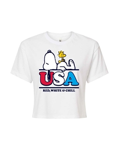 Юниорская укороченная футболка Peanuts Red White Chill с рисунком, белый Licensed character