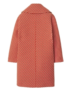 Двубортное пальто из шерсти с шевронным узором Kids, красный Burberry