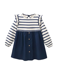 Платье для девочки в сочетании с матросской полоской и темно-синей тканью с бантом на спине Dadati