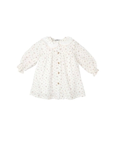 Платье для девочки с длинными рукавами и цветочным принтом, белый Babidu