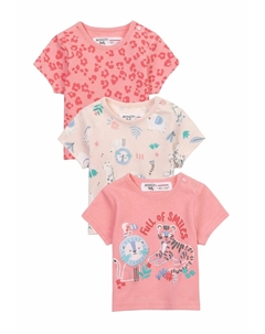 Футболка с принтом 3 PACK, цвет coral peach Minoti