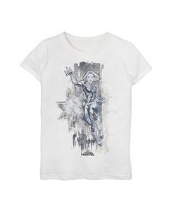 Футболка с графическим рисунком и абстрактным логотипом для девочек 7–16 лет Captain Action Pose Marvel