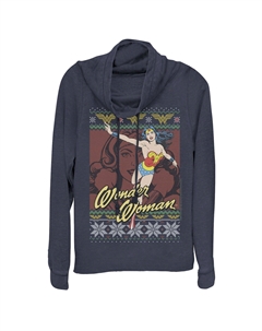 DC Comics для юниоров. Чудо-женщина. Поза действия. Рождественский свитер. Пуловер с воротником-хомутом. Licensed character