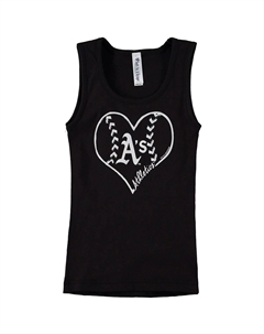 Мягкая, как виноград, черная хлопковая майка для девочек Oakland Athletics Unbranded