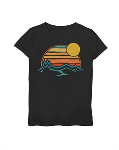 Футболка с выцветанием цветов для девочек 7–16 лет на открытом воздухе «Закат и горы», черный Licensed character
