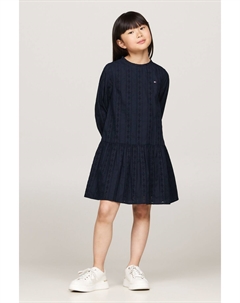 Платье Hilfiger с вышивкой и длинными рукавами, синий Tommy hilfiger