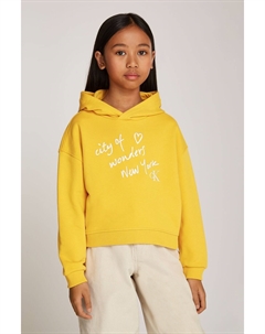 Толстовка с капюшоном с городской графикой, желтый Calvin klein