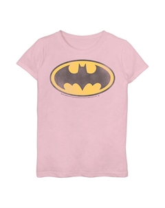 Футболка с выцветшим рисунком на груди и символом DC Comics для девочек 3–16 лет, розовый Licensed character