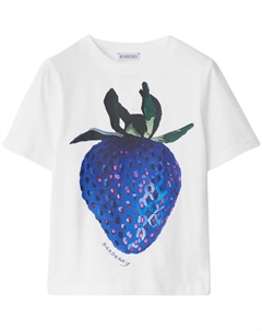 Футболка детская с принтом клубники, белый Burberry