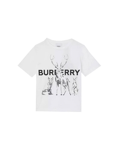 Футболка детская с принтом и логотипом, белый Burberry