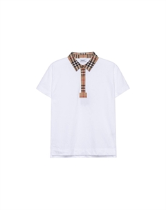 Рубашка-поло детская с нашивкой-логотипом, белый Burberry